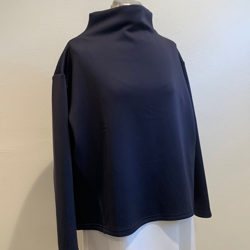ADAY Navy Like A Boss Mesh Long Sleeve Pullover Sweatshirt Sz M